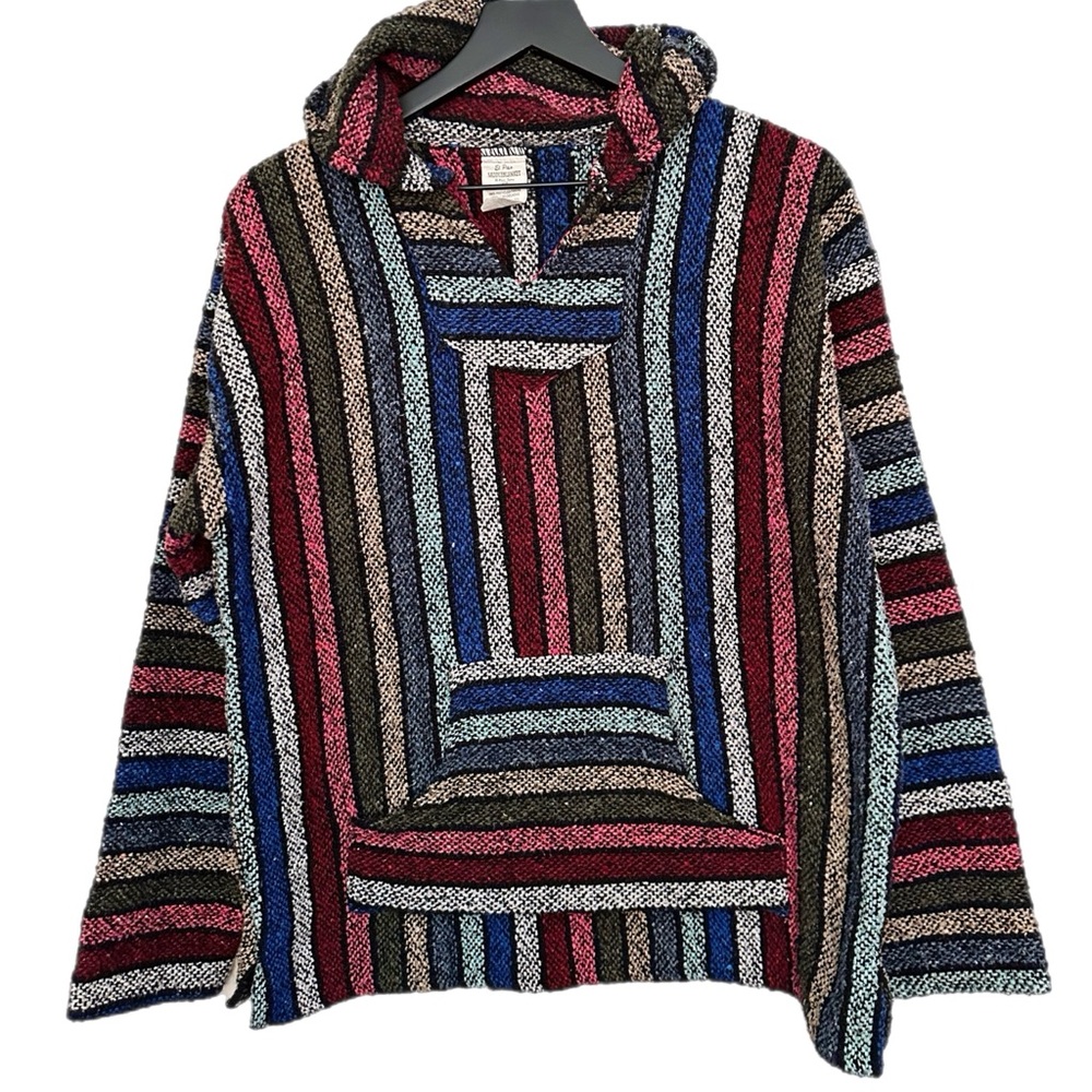 El Paso Baja Hoodie Size XL Sweatshirt Pullover Poncho Boho Drug Rug